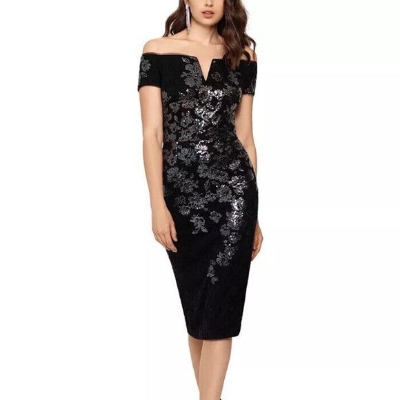 Xscape Dresses & Skirts - XSCAPE Womens Petite Lace Sequin Sheath Dress, Size 6P